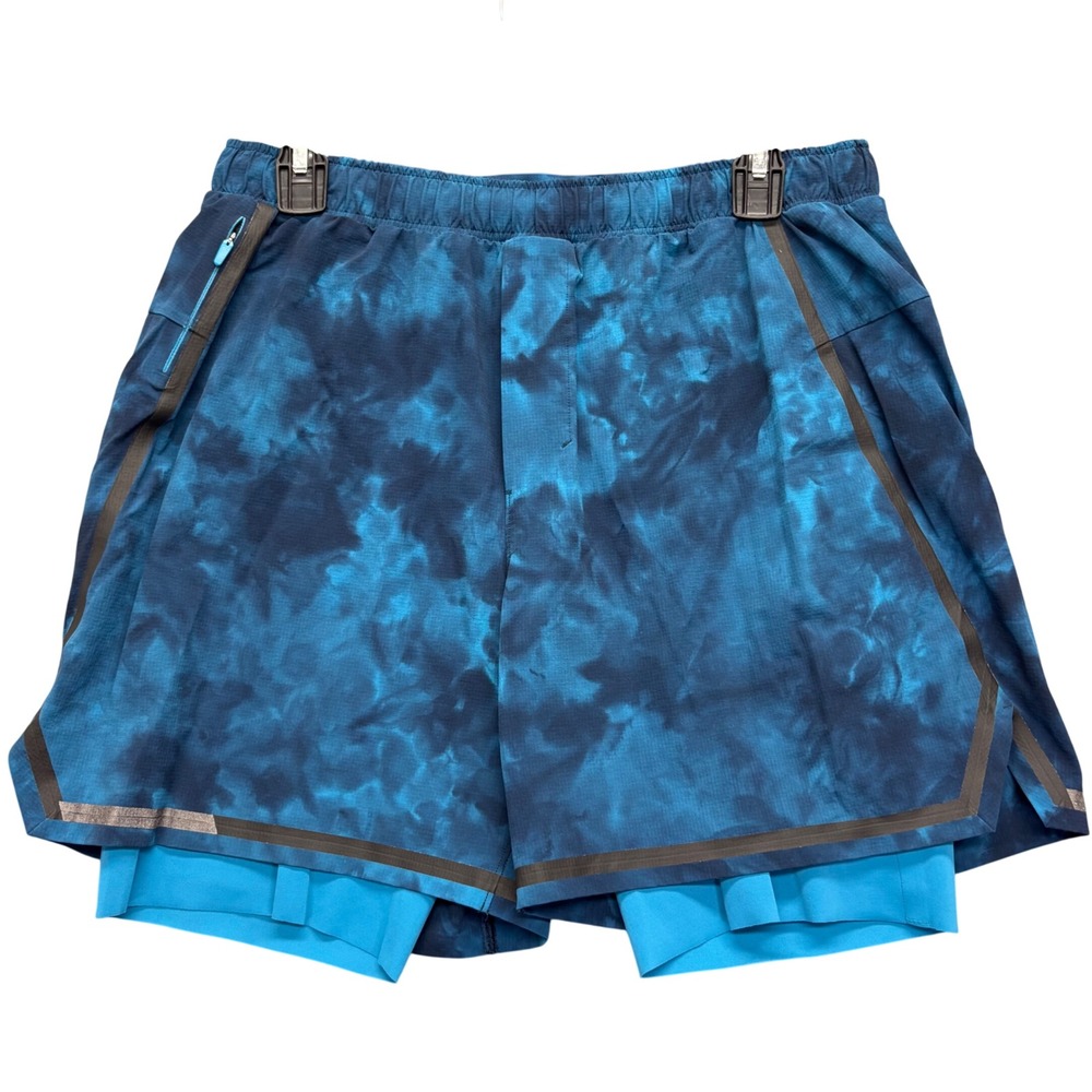 Lululemon Surge Shorts 6" Mens L Blue Tie Dye Compression Liner Training Running